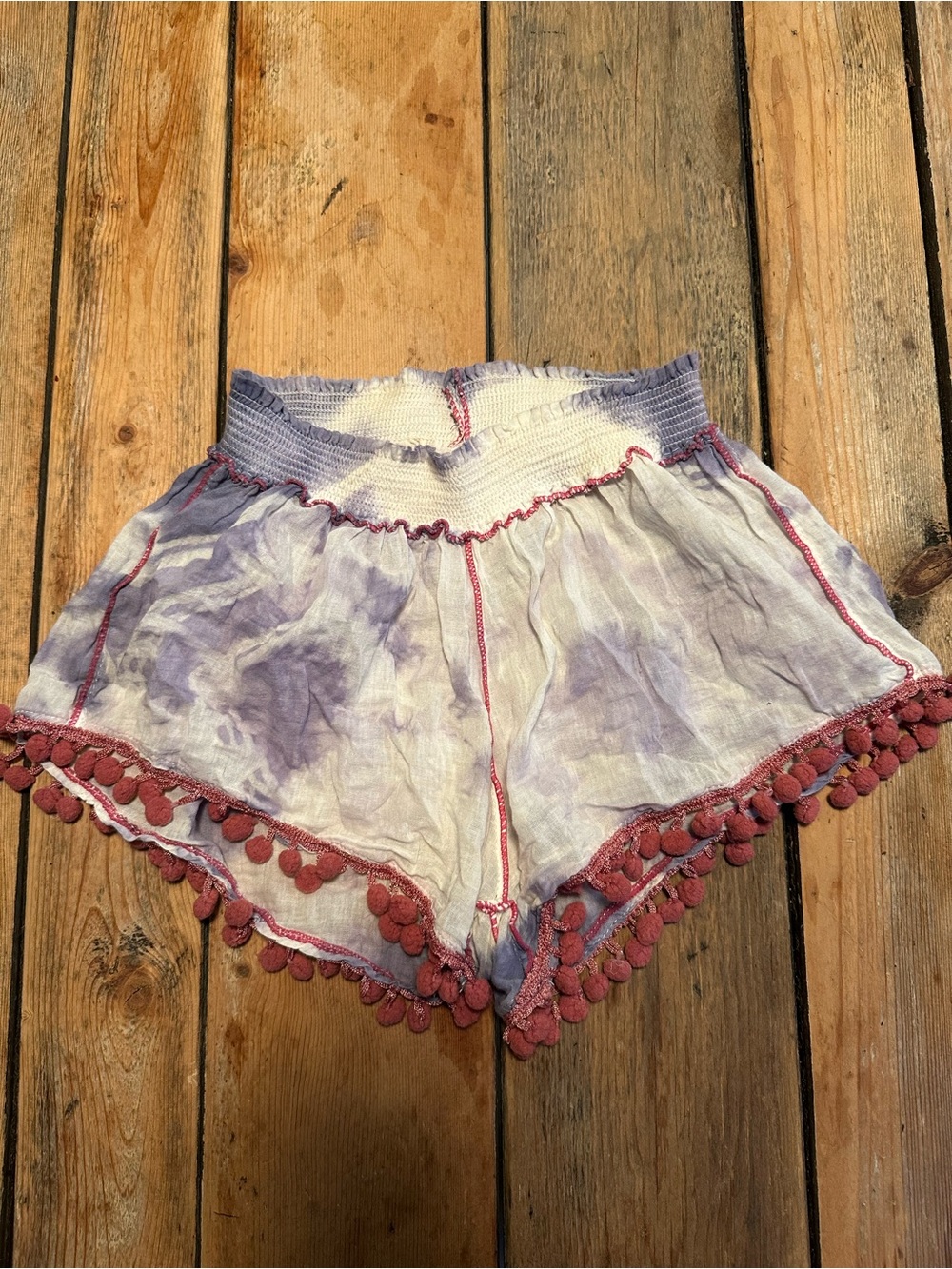 Lavender Tie-Dye Pom Pom Shorts